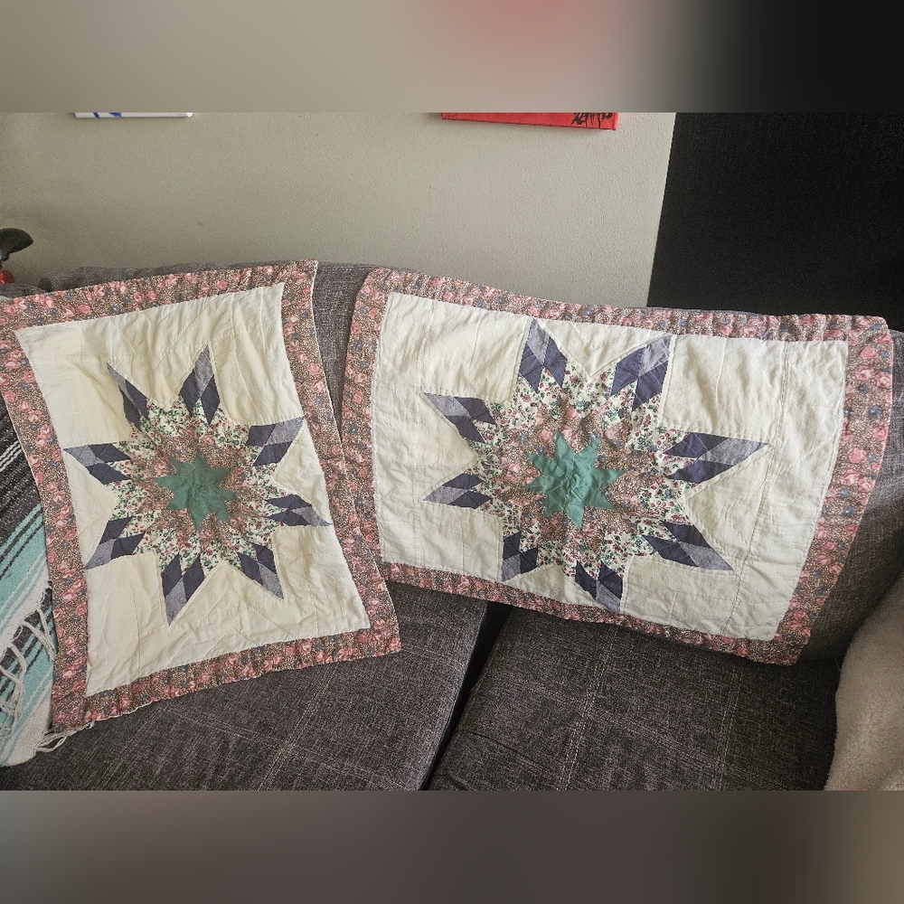 Vintage Stars Upon Stars Homemade Quilt Standard Pillowcases